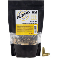 Патрон ALPHA Subsonic 9 мм (9х19) куля FMJ RN 158гр 10,2г 280 м/с 50шт/уп