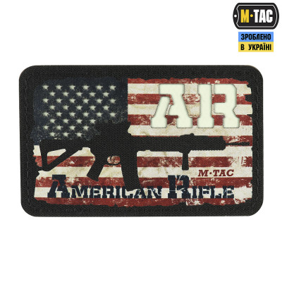 Нашивка M-Tac AR-15 American Rifle (80х50 мм) Black/GID