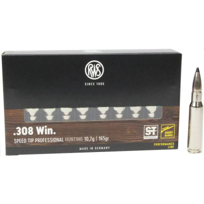 Нарізний патрон  RWS кал. 308 Win куля SPEED TIP PRO Short Rifle  маса 10,7 г/165 гран 20 шт
