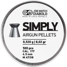 Кулі пневматичні JSB Diabolo Simply. Кал. 4.5 мм. Вага - 0.52 г. 500 шт/уп