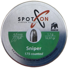 Кулі пневматичні Spoton Sniper 175 шт, кал. 4,5 мм. Вага - 1,1 г.