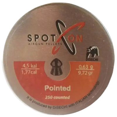 Кулі пневматичні Spoton Pointed 250 шт, кал. 4,5 мм. Вага - 0,63 г.