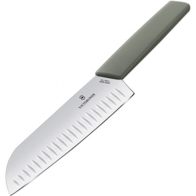 Ніж кухонний сантоку fluted Victorinox Swiss Modern 17см олива 6.9056.17K6B