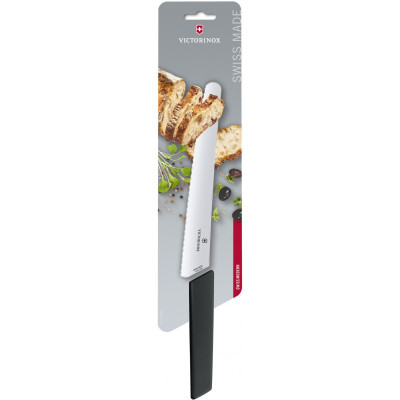 Ніж кухонний для хліба Victorinox Swiss Modern 22cм чорний блістер 6.9073.22WB