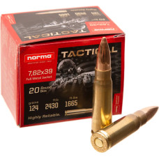 Патрон нарізний Norrma Range & Training – 7.62×39 Tactical FMJ 124 GR 20шт./уп