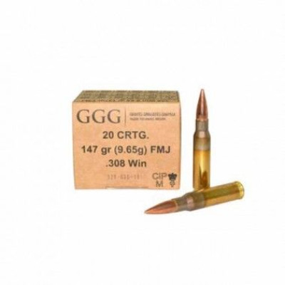 Патрон GGG 308 Win куля FMJ 147гр 9,55г 842 м/с 20шт/уп