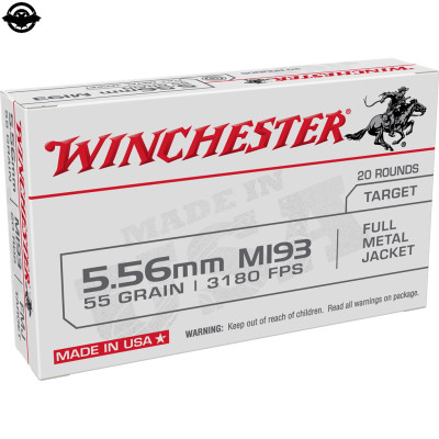 Патрон Winchester USA Brand 223 Rem куля FMJ 55гр 3,56г 988 м/с 20шт/уп