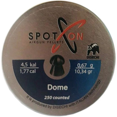 Кулі пневматичні Spoton Dome 250 шт. кал. 4,5 мм. Вага - 0,67 г.
