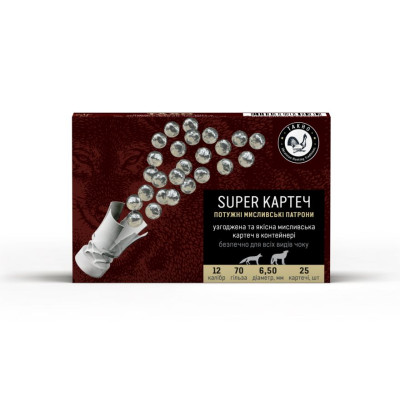 Патрон 12к ТАХО картеч 40,5г №6,5мм super (Б/К) 5шт/уп