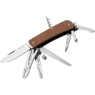 Ніж багатофункціональний Ruike Criterion L51, (8.5 см) 12C27 / G10 коричневий, 23 інстр.