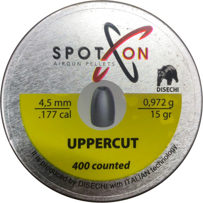 Кулі пневматичні Spoton Upper Cut 400 шт, кал. 4,5 мм. Вага - 0,972 г.