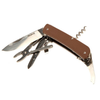 Ніж багатофункціональний Ruike Criterion L41, (8.5 см) 12C27 / G10 коричневий, 22 інстр.