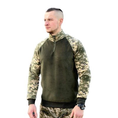 Світер флісовий 869 LEONIDAS олива, рукава піксель 3XL