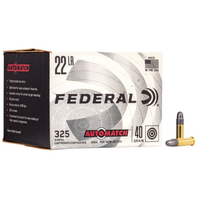 Патрон нарізний Federal Solid Automatch 22LR, LRN, 40GR(2,59г) 325 штук  366м/с