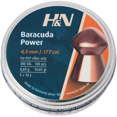 Кулі пневматичні H&N Baracuda Power 300 шт/уп, 0,69 г 4,5 мм