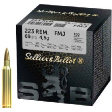 Патрон Sellier & Bellot Tactical 223 Rem куля FMJ 69гр 4,5г 880 м/с 100шт/уп