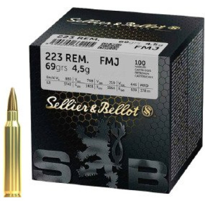 Патрон Sellier & Bellot Tactical 223 Rem куля FMJ 69гр 4,5г 880 м/с 100шт/уп