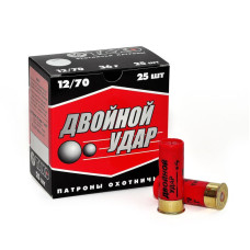 Патрон 12к Подвійний Удар 36г №0+3 дріб (К) 10шт/уп