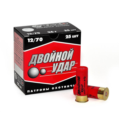 Патрон 12к Подвійний Удар 36г №0+3 дріб (К) 10шт/уп