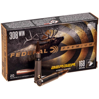 Патрон Federal Premium 308 Win куля Berger Hybrid Hunter 168гр 10,89г 805 м/с 20шт/уп