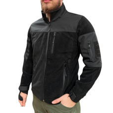 Кофта флісова THERMO POWER SAFARI TACTICAL з вставками Soft Shell на плечах Чорна ХХХL