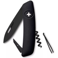 Ніж багатофункційний Swiza D01, all black, 6 ф., штопор