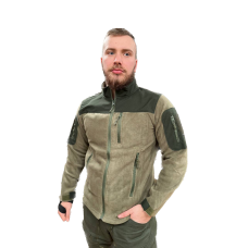 Кофта флісова THERMO POWER SAFARI TACTICAL з вставками Soft Shell на плечах Хакі S