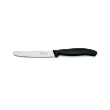 Ніж кухонний Victorinox SwissClassic 11см, серрейтор, заокруглений, чорний