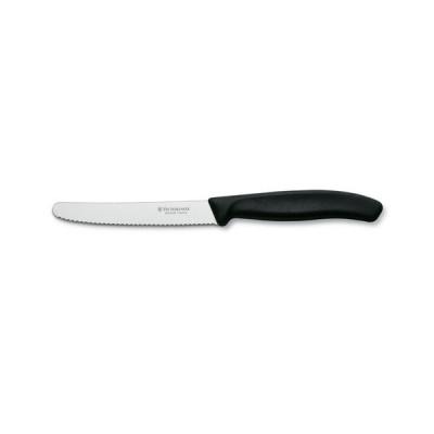 Ніж кухонний Victorinox SwissClassic 11см, серрейтор, заокруглений, чорний