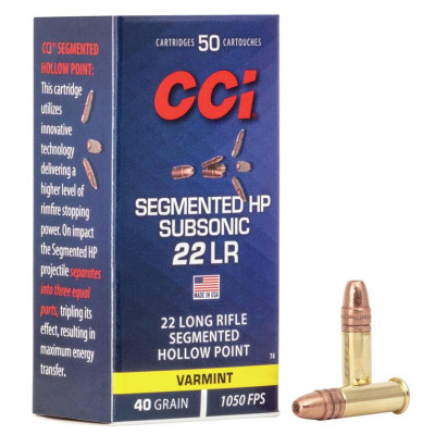 Патрон CCI Subsonic Segmented 22 LR куля CPSHP 40гр 2,6г 320м/с 50шт/уп