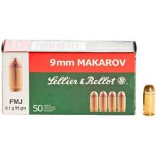 Патрон нарізний Sellier & Bellot кал. 9x18 куля FMJ маса 6,1 г