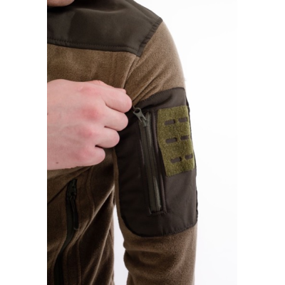 Кофта флісова SAFARI TACTICAL з вставками Soft Shell на плечах Хакі M