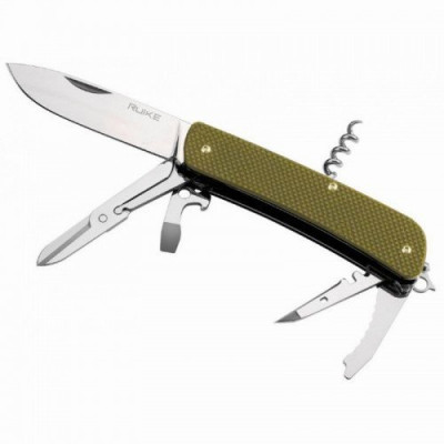 Ніж багатофункціональний Ruike Criterion L31, (8.5 см) 12C27 / G10 зелений, 18 інстр.