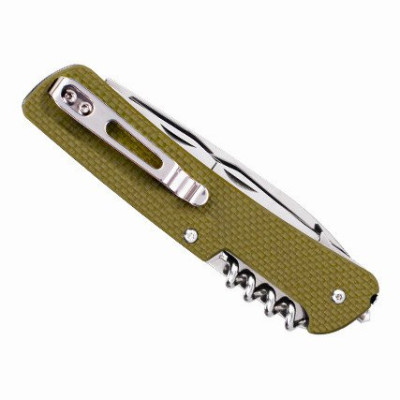 Ніж багатофункціональний Ruike Criterion L31, (8.5 см) 12C27 / G10 зелений, 18 інстр.