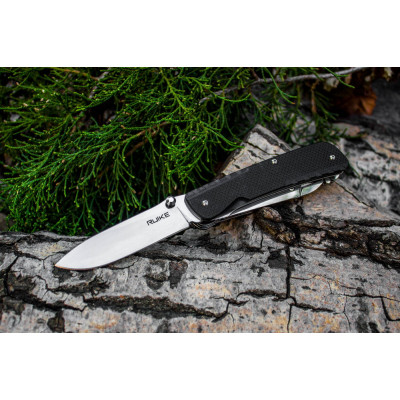 Ніж багатофункціональний Ruike Trekker LD41-B, (8.5 см) 12C27 / G10 чорний, 22 інстр.