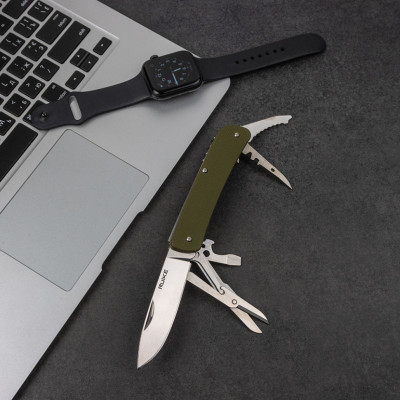 Ніж багатофункціональний Ruike Criterion L31, (8.5 см) 12C27 / G10 зелений, 18 інстр.