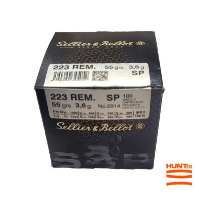 Патрон Sellier & Bellot Hunting 223 Rem куля SP 55гр 3,6г 1006 м/с 100шт/уп